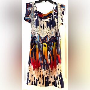 Vibrant Abstract Print silk Dress